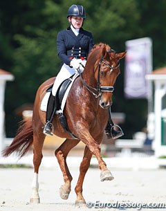 South African Katherine Berning on Emma Hindle's last Grand Prix horse Brisbane. Berning trains with Rien van der Schaft