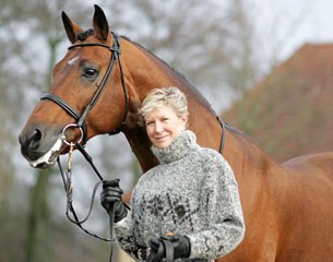 Owner Karin Offield-Reid with her celebrated KWPN stallion Lingh