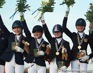 Historic gold for Team Great Britain including Rebecca Bell, Isobel Berrington, Phoebe Peters, and Clare Hole 