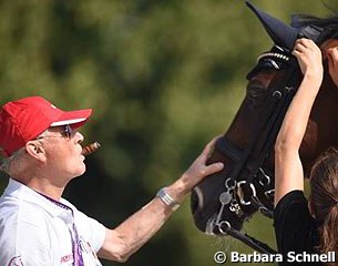 Austrian trainer Hans Max helping out the Austrian team members