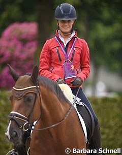 Victoria Max-Theurer did not bring her number one horse Augustin to Aachen but will be riding her number two Blind Date