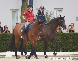 Isabell Werth shares a laugh with Charlotte Dujardin