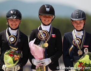 The individual podium at the 2015 European Children's Championships in Vidauban: Cecilia Bergåkra Berglund, Sofia Valentina Hegstrup, Lilli Ochsenhofer