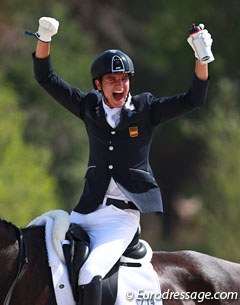 Juan Matute Guimon jubilates when he sees his gold medal winning score!