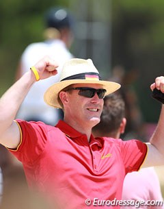 German youth team trainer Oliver Oelrich celebrates