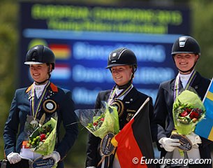 The kur podium at the 2015 European Young Riders Championships with Dana van Lierop, Bianca Nowag and Marina Mattsson