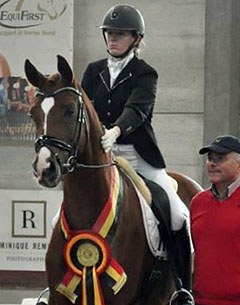 Flore de Winne and Basali, the winners of the 4-year old division at the 2015 Belgian Young Horse Championships