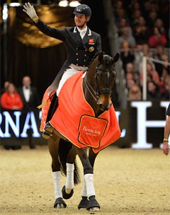 Carl Hester and Nip Tuck win the World Cup qualifier at the 2015 CDI-W London :: Photo © Kit Houghton