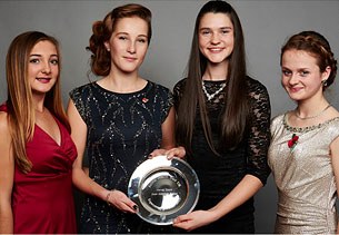 The British pony team (Isobel Berrington, Rebecca Bell, Clare Hole, Phoebe Peters) became the recipients of the Dressage Award at the 2015 Animal Health Trust UK Equestrian Awards