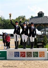 2015 NAJYRC Dressage Junior Freestyle medalists - Helen Claire McNulty, Bebe Davis, and Camille Carier Bergeron :: Photo © Sue Stickle