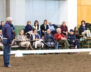 Johann Hinnemann explaining his training techniques to the audience at Pineland Farms