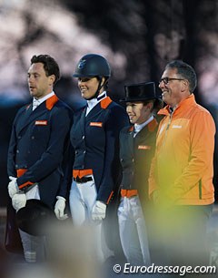 The Dutch team finished third in the Vidauban Nations' Cup: Laurens van Lieren, Dominique Filion, Lynn Maas, with chef d'equipe Wim Ernes
