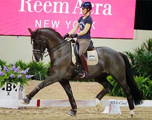 Charlotte Dujardin and Valegro schooling at the 2015 World Cup Finals :: Photo © Amy McCool
