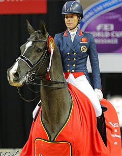 Charlotte Dujardin and Valegro win the Grand Prix warm up test at the 2015 World Cup Finals in Las Vegas :: Photo © Amy McCool