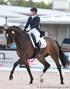 Eliane Cordia-van Reesema on her home bred, 180 cm standing Jewel's Amethyst at the 2015 CDN Wellington :: Photo © Astrid Appels