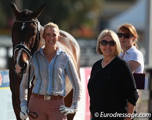 Canadian Alexandra Duncan and her mom and groom at the horse inspection. Vitall looks less impressed