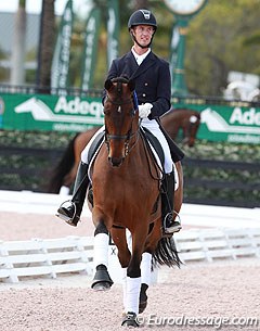 Chris von Martels and Zilverstar (by Rousseau x Rossini) win the Inter I kur to Music at the 2015 CDI Wellington :: Photo © Astrid Appels