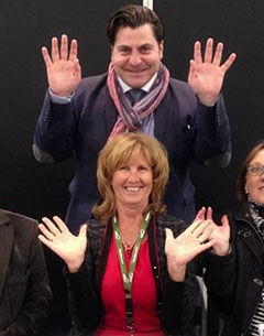 French judge Raphael Saleh and Australian judge Maria Schwennesen having fun at the 2015 CDI-W Werribee