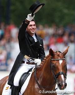 Severo Jurado Lopez greets the cheering crowd