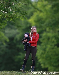 Grete Puvi with her baby Anna Ayache