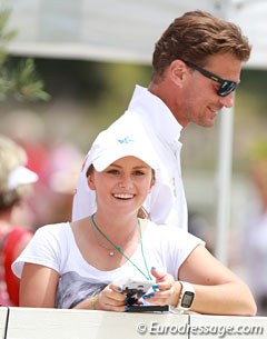 Austrian Under 25 rider Diana Porsche came to root for her compatriots. Austrian GP rider Peter Gmoser in the background