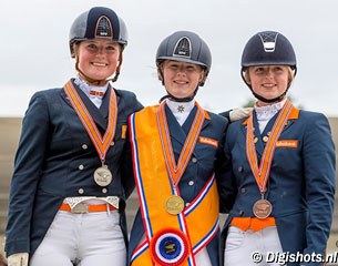 The junior podium at the 2016 Dutch Championships: Mylene Spaak, Bo Oudhof, Mercedes Verweij :: Photo © Digishots