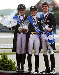 The individual podium at the 2016 European Under 25 Championships: Florine Kienbaum, Sanneke Rothenberger, Juan Matute Guimon :: Photo © Astrid Appels