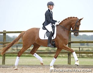 Emma Dahlberg and Sezuanna at the 2016 DWB Mare Performance testing in Fyn :: Photo © Ridehesten