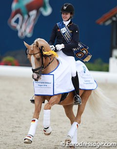 Tabea Schroer and Danilo win the CDIO Pony Kur to Music at the 2016 CDIO-PJYR Hagen :: Photo © Astrid Appels