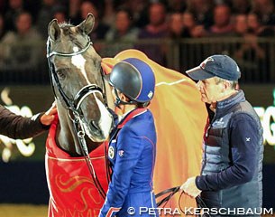 Charlotte and groom Alan Davies with Valegro