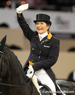 Jeannette Haazen, who lives close to Maastricht just across the border in Neeroeteren (Belgium), waves to her fans