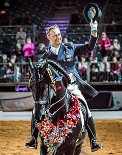 Jeremy Janjic and Django of Cacharel in their final lap of honour at the 2016 CDI-W Melbourne :: Photo © Stephen Mowbray