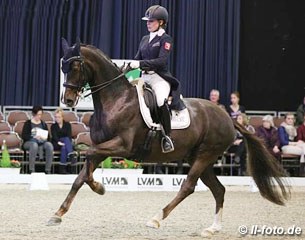 Jil Marielle Becks on Damon's Delorange (by Damon Hill), with whom Helen Langehanenberg won the Bundeschampionate in 2012