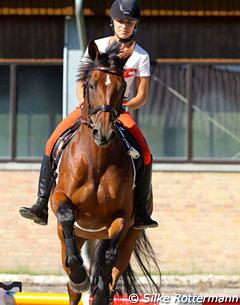 Ingrid on her German Olympic eventing team horse Hale Bop