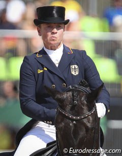 Isabell Werth had her game face on in the freestyle. Total concentration