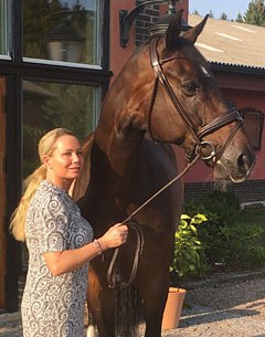 Charlotte Haid-Bondergaard with San Andreas at Norrehee Dressage Stable in Sweden