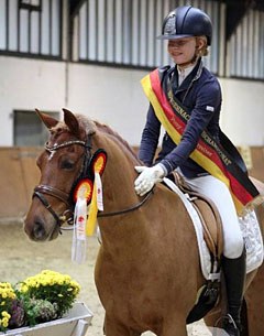 Elisa Mae Deilmann-Walsh and Na Also win the 2016 German Developing Pony Rider Championship in Verden :: Photo © Tina Patel