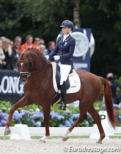 Kirsten Brouwer and Five Star, the best scoring Dutch pair at the 2016 World Young Horse Championships :: Photo © Astrid Appels