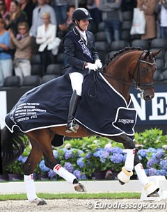 Severo Jurado Lopez and Fiontini win the gold in the 6-year old division at the 2016 World Young Horse Championships :: Photo © Astrid Appels