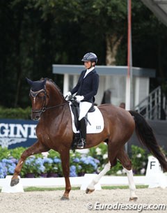 Sarah Millis on Selene Scarsi's Oldenburg bred Bodleian (by Belissimo M x Fidertanz)