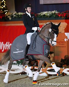 Moritz Treffinger and Top Queen H win the pony team test at the 2017 CDI-PJYR Aachen :: Photo © Astrid Appels