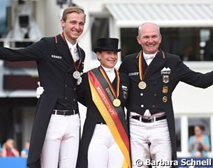 The Grand Prix Special podium: Rothenberger, Werth, Schmidt