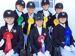 The top placed pony riders with champion Carmen Grønvold Johannessen centre front at the 2017 Norwegian Dressage Championships :: Photo © Elizabeth Farbrot