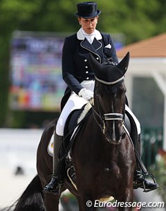 Belgian Veronique Engelen-Philippaerts on the 14-year old Dutch warmblood Wendor (by Kennedy x Iglesias). Engelen is wife to famous show jumper Ludo Philippaerts. Wendor was previously competed by Alexa Fairchild and Jorinde Verwimp