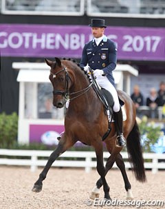 Patrik Kittel and Delaunay rode to "Hot in the City" and "Dancing with Myself". The Oldenburg often looked angry in several movements and the canter work lacked collection, but the half passes were lovely