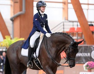 Capucine Noel on Soleil Noir vom Rosenhof at the 2017 French Youth Riders Championships in Le Mans