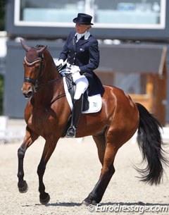 Mary Hanna on her new GP ride Calanta (by Johnson x Goodtimes). The pair finished fifth. Calanta is super talented but she was still too hand held during the test. There is much more in the tank