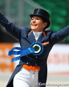 Jeannette Haazen ran the lap of honour and waved to the crowds