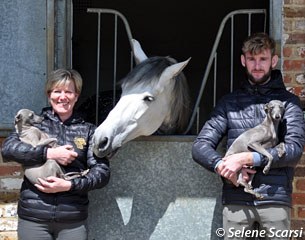 Kate and Tom with the PRE stallion Eclipse XIX, who initiated Her Highness Sheikha Fatima Bint Hazza Bin Zayed Al Nahyan's love for dressage