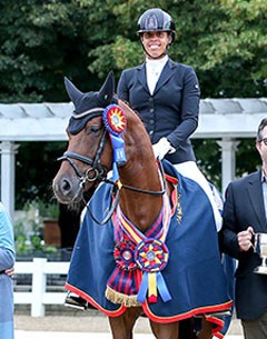Andrea Woodard and Ravenna win the 6-year old division at the 2017 U.S. Young Horse Championships :: Photo © Sue Stickle